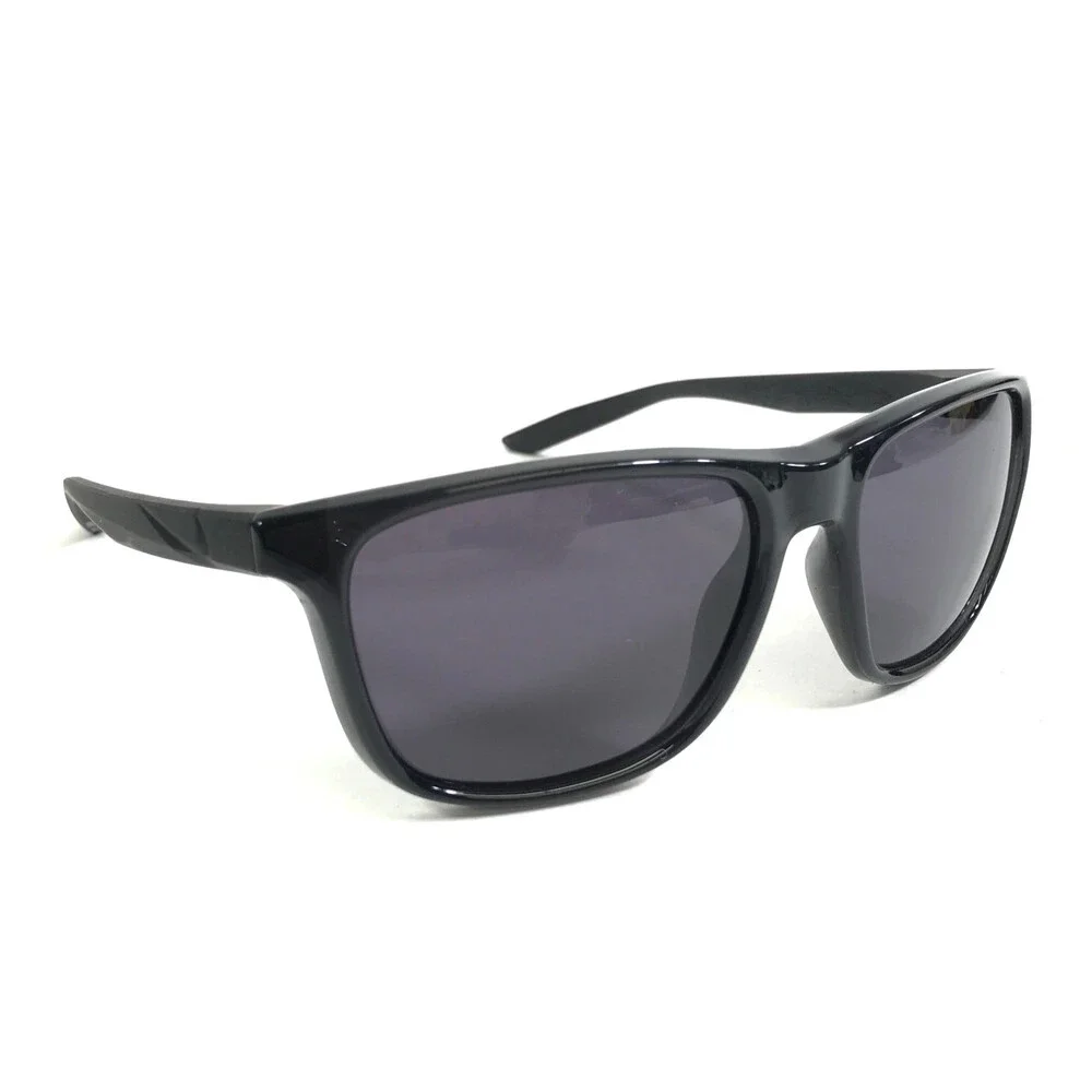 Nike Sunglasses FLIP ASCENT DJ9930 010 Shiny Black Frames Wrap with Gray Lenses